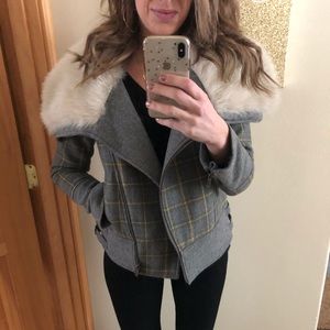 Banana Republic Grey Plaid Coat